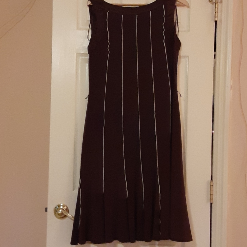 Brown Dress with white piping